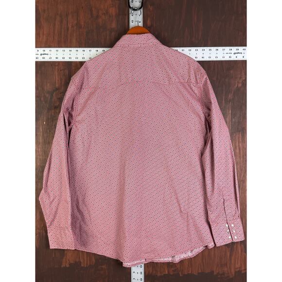 Wrangler Wrancher Pearl Snap Long Sleeve Shirt Geometric Western Rodeo Mens 2XL - Picture 8 of 8
